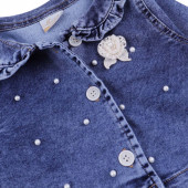 Дантелена детска рокля с дънково яке в бежово 7