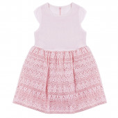 Дантелена детска рокля с дънково яке в розово 3