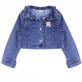 Дантелена детска рокля с дънково яке в розово 4