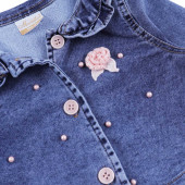 Дантелена детска рокля с дънково яке в розово 7