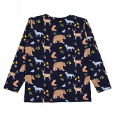 Детска памучна блуза "Forest animals" в тъмносиньо 2