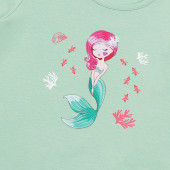 Детска памучна тениска "Mermaid" в млечна мента 2