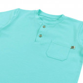 Детска тениска с джобче в карибско синьо 3