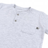 Детска тениска с джобче в сив меланж 3