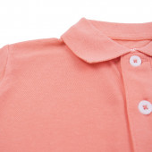 Детска тениска с якичка в цвят сьомга 3