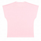 Детска тениска с паднало рамо и камъчета в розово 2