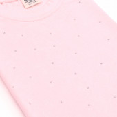 Детска тениска с паднало рамо и камъчета в розово 3
