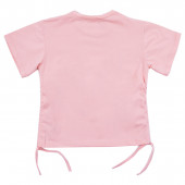 Детска тениска с връзки "Positive" в розово 2
