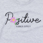 Детска тениска с връзки "Positive" в сив меланж 3