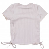 Детска тениска с връзки в бежово 2