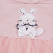 Детска ватирана рокля "Rabbit" в опушено розово 4