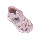 Анатомични детски сандали с цвете в пудра 2