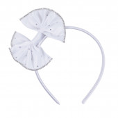 Детски чорапогащник 30 den с диадема в бяло 2