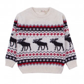 Детски коледен пуловер в бежово 2