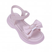 Детски лачени сандали с пандела в розово 2