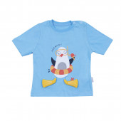 Детски летен комплект с пингвинче в синьо 2