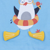 Детски летен комплект с пингвинче в синьо 4