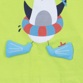 Детски летен комплект с пингвинче в зелено 4