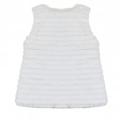 Детски пухен елек с релефни райета в екрю 2