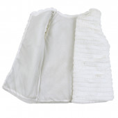 Детски пухен елек с релефни райета в екрю 3