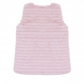 Детски пухен елек с релефни райета в опушено розово 2