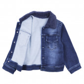 Детско дънково яке с пухкава яка 3