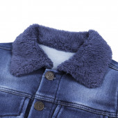 Детско дънково яке с пухкава яка 4