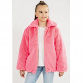 Детско пухено палто в бонбонено розово 2