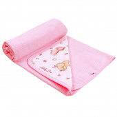 Двулицева памучна пелена със слончета в розово 80 х 80 см 2