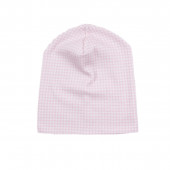Двупластова трикотажна шапка в розово и бяло 2