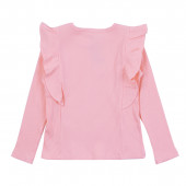 Едноцветна блуза за момичета в цвят праскова 2