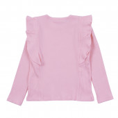 Едноцветна блуза за момичета в розово 2