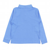 Едноцветна синя блуза с якичка 2