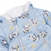 Бебешки ескимос с ръкавички и терлички ''Панда'' в синьо 4