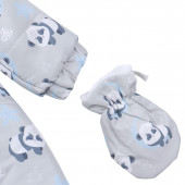Бебешки ескимос с ръкавички и терлички ''Панда'' в сиво 5