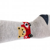Памучен чорапогащник в сив меланж с апликация (1 - 6 год.) 2