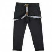 Памучен панталон с тиранти в цвят графит (3 - 8 год.) 2