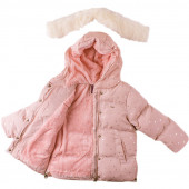 Детско зимно яке за момичета в опушено розово (9 мес.- 5 год.) 2