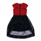 Официална рокля "Сюзън" в червено и черно (7 - 12 год.) 2