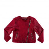 Детско късо яке от екокожа в бордо за момичета (4 - 11 год.) 2