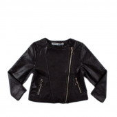 Детско късо яке от екокожа в черно за момичета (4 - 10 год.) 2