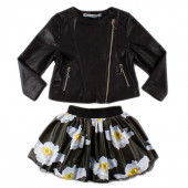 Детско късо яке от екокожа в черно за момичета (4 - 10 год.) 3
