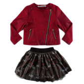 Детско късо яке от екокожа в бордо за момичета (4 - 11 год.) 3