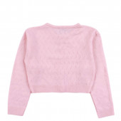 Къса жилетка от памучно плетиво в розово 2