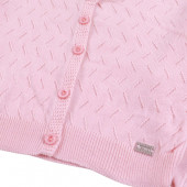 Къса жилетка от памучно плетиво в розово 3