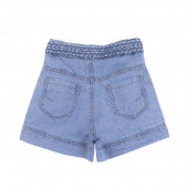 Къси дънкови панталони с декоративен колан 2