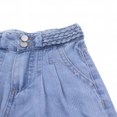 Къси дънкови панталони с декоративен колан 3