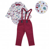 Коледен комплект от 4 части "Christmas" в бяло и червено 2