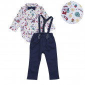 Коледен комплект от 4 части "Christmas" в бяло и тъмносиньо 2