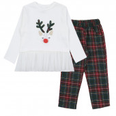 Коледен комплект с тюл в бяло и каре 2